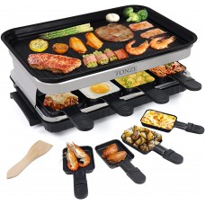 Indoor Grill Smokeless Barbecue with 8 Mini Grill Pans,Non-stick Ractlette Grill
