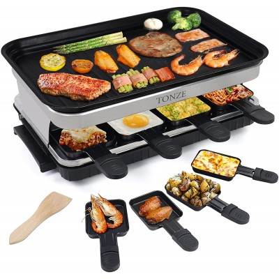 Indoor Grill Smokeless Barbecue with 8 Mini Grill Pans,Non-stick Ractlette Grill
