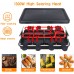 Electric Raclette Barbecue Grill Non-Stick Smokeless Coating Family Table Grill with 8 Mini Grill Pans 1 Wooden Spatula